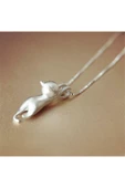 Gümüş Tiny Sevimli Kedi Kadın Kolye-parlak Sevgililer Günü Hediyelik thumbnail 4