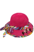 Kıds Kız Çocuk Şapkası Hasır Çiçek Figür Renkli Fiyonklu Model thumbnail 1