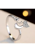 925 Ayar Gümüş Boyutlanabilir Sevimli Kedi Kadın Yüzük thumbnail 5