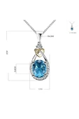14k Ayar Gold Altın Kaplama 925 Ayar Gümüş Su Damlası Avusturya Kristali Kadın Mavi Kolye thumbnail 2