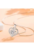 925 Ayar Damgalı Gümüş Kaplama Zirkon Taşlı Kalp Kadın Kolye thumbnail 2