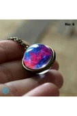 Çift Taraflı Unisex Bay  Galaksi Cam Küre Kolye-No 6 thumbnail 2