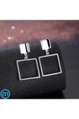 Kare Kadın Saplamalı Küpe- Gümüş Renk thumbnail 5