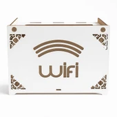 Wi-Fi Modem Kutusu – MDF Beyaz Ahşap Dekoratif Kutu | Kablo Gizleyici • Duvar Tipi Router Kutusu • Şık Tasarım thumbnail 1