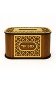 Kilitli Ahşap Bahşiş Kutusu Tip Box Aynalı Gold Pleksi Kaplamalı Dekoratif Kumbara thumbnail 1