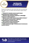 Nutraxin B Complex Vitamin 60 Tablet - B1, B2, B3, B5, B6, B12, Folik Asit, Biotin, Kolin, İnositol thumbnail 3