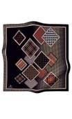 %100 Twill İpek Kazakayaklı Ve Ekose Desenli Siyah - Taba Renkli 90x90 Eşarp Dikim Şekli : El Dikişi thumbnail 1