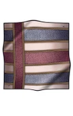 %100 Twill İpek Dokulu Ve Şerit Desenli Gri - Pudra Renkli 90x90 Eşarp Dikim Şekli : El Dikişi thumbnail 2