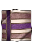 %100 Twill İpek Dokulu Ve Şerit Desenli Mor - Somon Renkli 90x90 Eşarp Dikim Şekli : El Dikişi thumbnail 2
