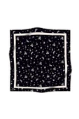 % 57 İPEK % 43 VİSKON Twill İpek Çıtır Çiçek Desenli Siyah - Gri Renkli 90x90 Eşarp Dikim Şekli : El Dikişi thumbnail 2