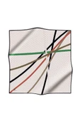 %100 Twill İpek Monogram Ve Şerit Desenli Taba - Siyah Renkli 90x90 Eşarp Dikim Şekli : El Dikişi thumbnail 2
