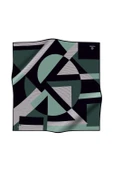 %100 Twill İpek Geometrik Çizgi Desenli Siyah - Mint Renkli 90x90 Eşarp Kenar Dikiş Şekli El Dikişli thumbnail 2