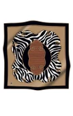 %100 Twill İpek Zincirli Ve Zebra Desenli Bej - Siyah Renkli 90x90 Eşarp Dikim Şekli : El Dikişi thumbnail 2