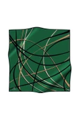 %100 Twill İpek Çizgili Desenli Zümrüt Yeşili - Siyah Renkli 90x90 Eşarp Dikim Şekli : El Dikişi thumbnail 2