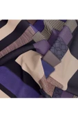%100 Twill İpek Geometrik Desenli Mor - Siyah Renkli 90x90 Eşarp Dikim Şekli : El Dikişi thumbnail 6