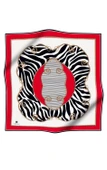%100 Twill İpek Zincirli Ve Zebra Desenli Kırmızı - Siyah Renkli 90x90 Eşarp Dikim Şekli : El Dikişi thumbnail 2