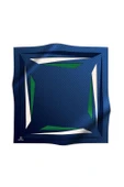 % 57 İPEK % 43 VİSKON Twill İpek Degrade Desenli Lacivert - Zümrüt Yeşili Renkli 90x90 Eşarp Dikim Şekli : El Dikişi thumbnail 1