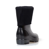 Kadın Siyah Örgü Bilekli PVC Yağmur Botu | Kaymaz Tabanlı Su Geçirmez Günlük ve Outdoor Bot thumbnail 5
