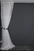 BRODE 1650 DESEN BEYAZ RENK TEK KANAT Hazır dikilmiş Pileli Fon Perde 300*260 cm thumbnail 6
