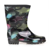Kadın Renkli Yıldız Desenli PVC Yağmur Botu | Kaymaz Tabanlı Su Geçirmez Günlük Bot thumbnail 4