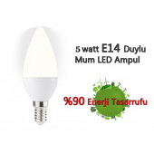 5 WATT MUM LED AMPUL (E-14 İNCE DUY  BEYAZ RENK330 LÜMEN1 YIL GARANTİ - 1