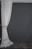 NAKIŞ 8 MODEL KREM RENK TEK KANAT Hazır dikilmiş Pileli Fon Perde 300*260 cm thumbnail 9