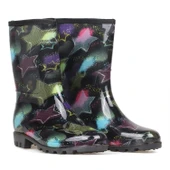 Kadın Renkli Yıldız Desenli PVC Yağmur Botu | Kaymaz Tabanlı Su Geçirmez Günlük Bot thumbnail 2