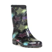Kadın Renkli Yıldız Desenli PVC Yağmur Botu | Kaymaz Tabanlı Su Geçirmez Günlük Bot thumbnail 3