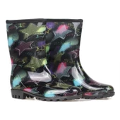 Kadın Renkli Yıldız Desenli PVC Yağmur Botu | Kaymaz Tabanlı Su Geçirmez Günlük Bot thumbnail 1