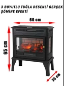Hoogar German Yeni Nesil 3 Boyutlu Kiremit Desen Elektirikli Ayaklı Fanlı Şömine Soba 65 CM thumbnail 3