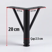 Mobilya Ayağı Modern Koltuk Kanepe Dayanıklı Tv Ünitesi Ayağı Ayakları Siyah Metal 20 cm 4 ADET thumbnail 2