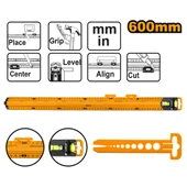 Ingco HSR36003 60cm Endüstriyel Alüminyum Su Terazili Cetvel thumbnail 1