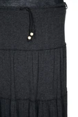 Hesna Kadın Umay 5 Katlı İp Kuşaklı Lastikli Günlük Antrasit Etek thumbnail 2