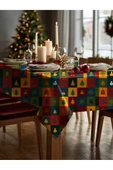 Medi Home Yılbaşı Renkli Kareli Noel Deseni Masa Örtüsü thumbnail 3