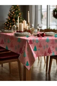 Medi Home Yılbaşı Pembe Çam Ormanı Deseni Masa Örtüsü thumbnail 2