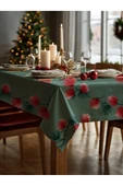 Medi Home Yılbaşı Kırmızı Çam Dalı Deseni Masa Örtüsü thumbnail 3