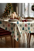 Medi Home Yılbaşı Modern Çam Ağaçları Deseni Masa Örtüsü thumbnail 2