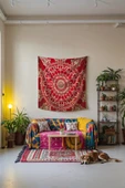 Medi Home SCARLET MANDALA DUVAR HALISI DUVAR ÖRTÜSÜ TAPESTRY thumbnail 2