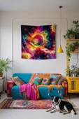 Medi Home RADIANT MANDALA DUVAR HALISI DUVAR ÖRTÜSÜ TAPESTRY thumbnail 1