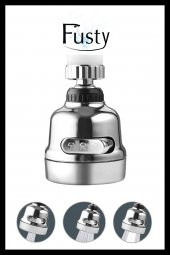 Krom 3 Fonksiyonlu Basınçlı Mutfak Lavabo Başlığı 360 Derece Döner Musluk Ucu Püskürtme Başlığı thumbnail 4