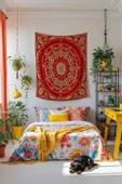 Medi Home BLOOM MANDALA DUVAR HALISI DUVAR ÖRTÜSÜ TAPESTRY thumbnail 2