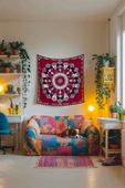 Medi Home ZEPHYR MANDALA DUVAR HALISI DUVAR ÖRTÜSÜ TAPESTRY thumbnail 2