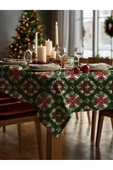 Medi Home Yılbaşı Klasik Nordic Kare Deseni Masa Örtüsü thumbnail 3