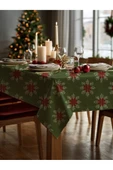 Medi Home Yılbaşı Kırmızı Kar Taneleri Masa Örtüsü thumbnail 3
