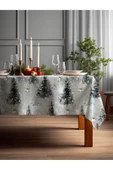 Medi Home Yılbaşı Gümüş Kar Manzarası Deseni Masa Örtüsü thumbnail 1