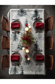 Medi Home Yılbaşı Gümüş Kar Manzarası Deseni Masa Örtüsü thumbnail 3