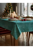 Medi Home Yılbaşı Yeşil Işıltılı Kar Deseni Masa Örtüsü thumbnail 2