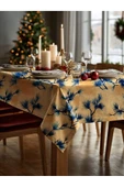 Medi Home Yılbaşı Mavi Çam Dalı Deseni Masa Örtüsü thumbnail 2