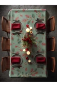 Medi Home Yılbaşı Çam Dalı ve Kırmızı Meyve Deseni Masa Örtüsü thumbnail 2