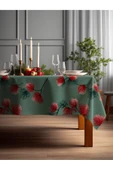 Medi Home Yılbaşı Kırmızı Çam Dalı Deseni Masa Örtüsü thumbnail 1
